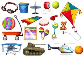 Set of toys and transportations vector