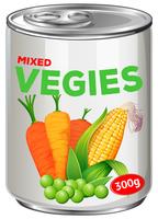 Lata de verduras mixtas vector