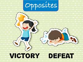 Opposite words for victory and defeat vector