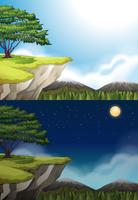 Nature scene of cliff at night and day vector