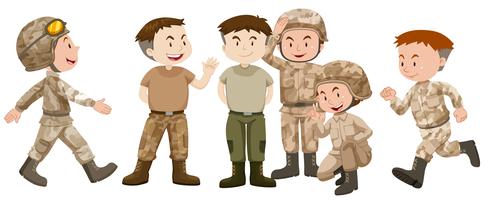 Soldados en uniforme marrón. vector