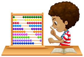 An african kid learning abacus vector
