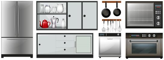 Kitchen appliances and furniture vector