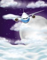 Airplane flying in sky at night time vector