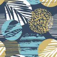 Trendy sea seamless pattern with hand texture and geometric elements. vector