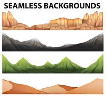 Seamless backgrounds with different types of mountains vector