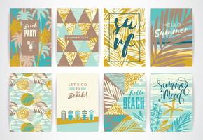 Set of summer cards with hand-drawing elements. vector