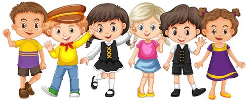 Many kids with happy face vector