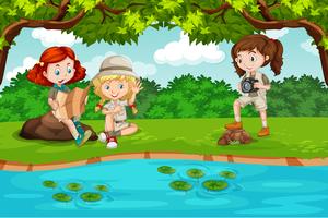 Camping kids in nature vector