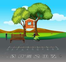 Three house in nature landscape vector