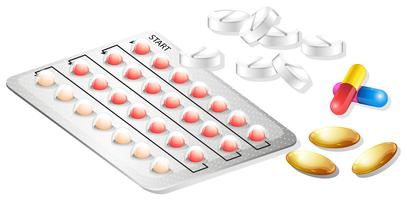 Un conjunto de drogas y tabletas vector
