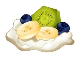 Fresh cream and fruits vector