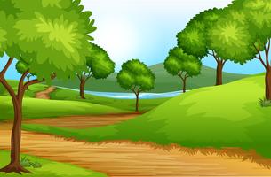 Hermoso paisaje de naturaleza verde. vector