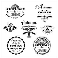 Conjunto de etiquetas y signos de otoño vector