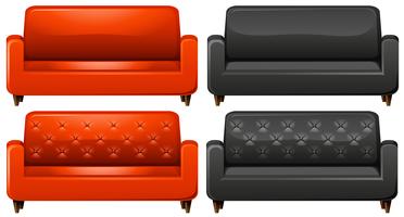 Red and black sofa vector