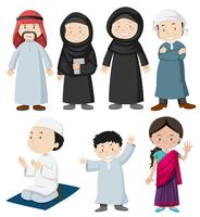 Muslim people in traditional costume vector