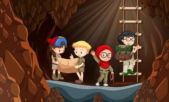 Scouts exploring the cave vector