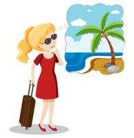 A blonde girl going summer holiday vector