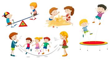 A set of children playing vector