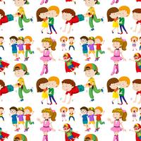 Seamless background design with many children vector