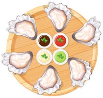 Fresh oyster on plate vector