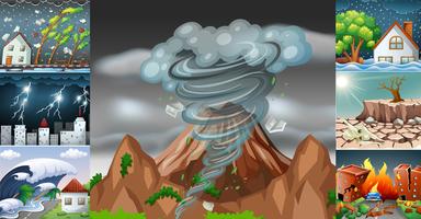Scenes with different disasters vector
