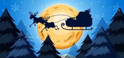 Silhoutte of sleigh night scene vector