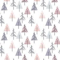 Abstract geometric seamless repeat pattern with christmas trees. vector