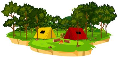 Una escena de camping aislada vector