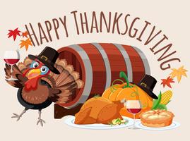 Happy thanksgiving food template vector