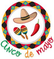 Cinco de mayo poster design with hat and maracas vector