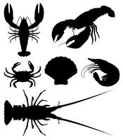 Set of silhouette seafood vector