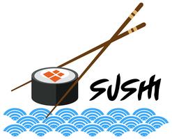 A Japanese Sushi Template on White Background