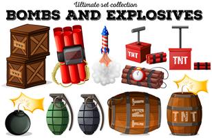 Bombas y objetos explosivos. vector