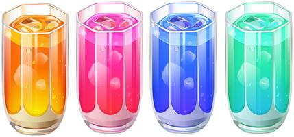 Four glasses of cocktail drinks vector