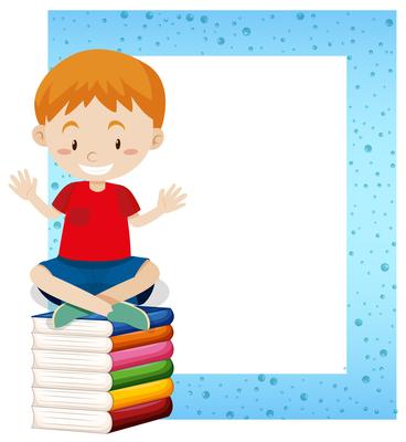 A Boy Sitting on Book Frame