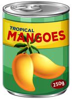 Lata de mangos tropicales vector