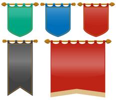 Banderas medievales en diferentes colores.