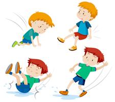 Boys having different types of accidents vector
