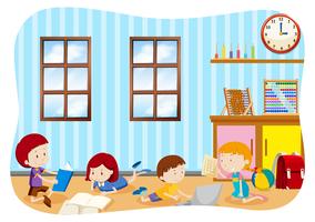 Children learning in a classroom  vector