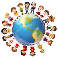 Niños de muchos países alrededor del mundo. vector