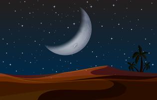 Un paisaje desértico de noche. vector