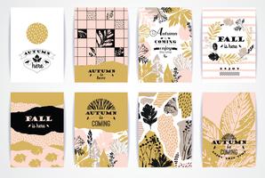 Set of artistic creative autumn cards.