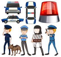 Policeman and police cars vector