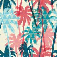 Seamless exotic pattern with palm on geometric background. vector