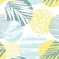 Seamless exotic pattern with palm leaves on geometric background vector