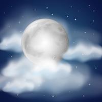 Moon at night with clouds vector