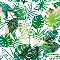 Seamless exotic pattern with tropical plants. vector