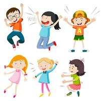 A Set of Active Kids on White Background vector