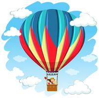 Children in hot air balloon vector